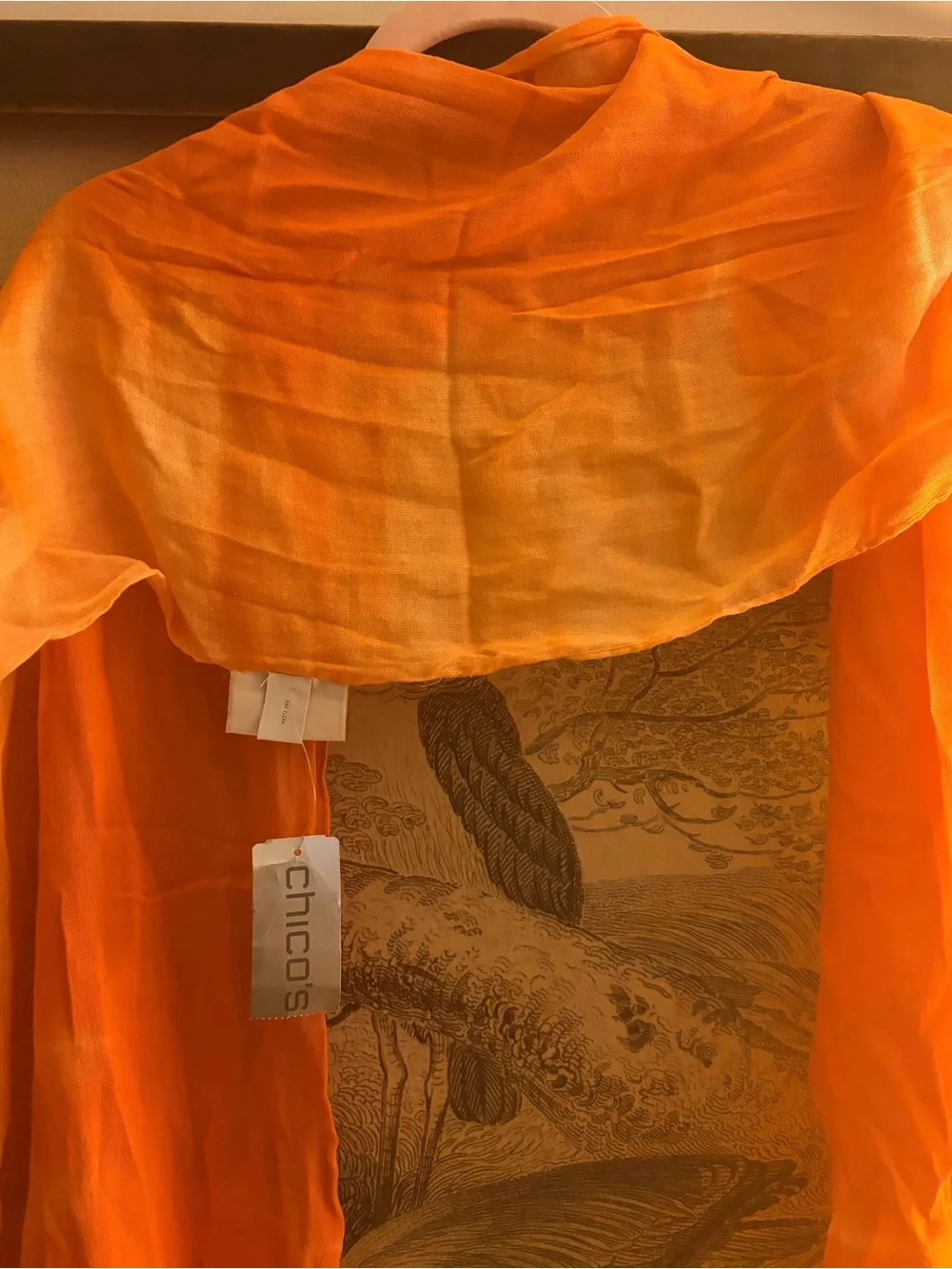 * New Chico's Seville Textured Look Orange Cotton Scarf *